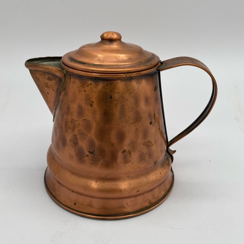 Revere Solid Copper Hammered Teapot Pitcher Made in USA  1970s Vintage MCM